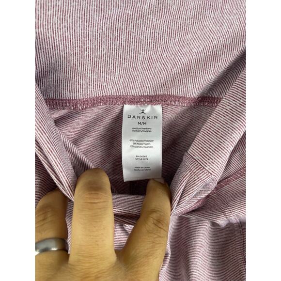 Danskin Active High Rise Leggings Women's Size M Pocket Striped Purple White - Picture 2 of 6